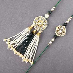 Nuevo último diseñador Bhaiya Bhabhi Rakhi Cum conjunto de pulsera para RakshaBandhan tradicional pero moderno Rakhi Combo perfecto regalo Rakhi - Product Image 1