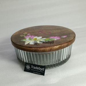 Boîte à casserole en verre de luxe Tradebyd avec couvercle en bois pour chapati, roti et repas indiens traditionnels - Écologique - Product Image 3