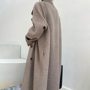 Abrigos de invierno personalizados para mujer, gabardina clásica de lana con solapa, forro de seda, cierre de un solo pecho, cinturón informal transpirable a prueba de viento - Product Image 3