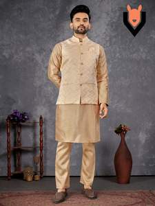 Vêtements occasionnels en soie avec Jacquard Work Kurta Pajama Fabricant et fournisseur de l'Inde au taux le plus bas - Product Image 2