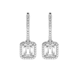 Boucles d'oreilles pendantes en moissanite taille émeraude, mignonnes, pour fiançailles, pour femmes - Product Image 2