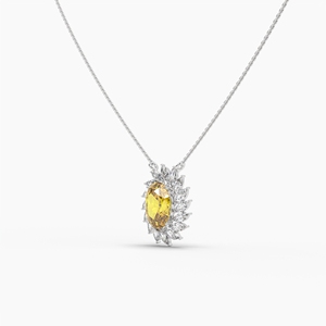 Collier en or 14K/18K pour femme moderne inspiré du soleil avec pendentif en diamant de laboratoire Marquise ovale jaune 3.08 Ctw meilleur cadeau de mariage - Product Image 3