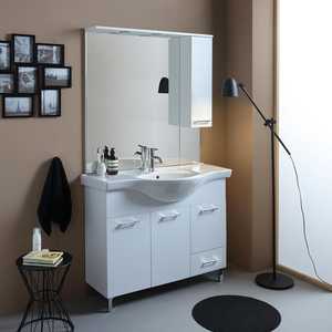 105cm White Export Floor-Standing Bathroom Cabinet with Sink and <b>Mirror</b> Ravenna <b>Wall</b> Unit <b>Set</b> - Product Image 1