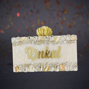 Pochette de soirée en résine de qualité supérieure fabriquée à la main élégante conception originale de coquillage strass métal artisanat de luxe à bas prix - Product Image 5