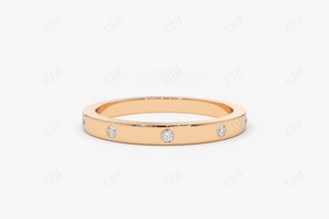 14K Yellow Gold Diamond Wedding <b>Band</b> Stackable Wedding <b>Ring</b> <b>Band</b> Anniversary Engagement Gift Wedding Party Customized Jewelry - Product Image 2
