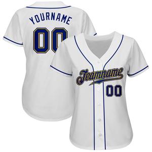 Maillot de baseball authentique Royal-Gold blanc personnalisé - Product Image 2