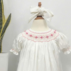 Robe en lin doux smocké faite à la main pour bébé filles Style décontracté pour le premier anniversaire de l'enfant en bas âge OEM Made in Vietnam - Product Image 4