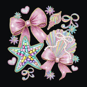 Transferencias DTF de verano para playa con gráficos oceánicos de imitación de diamantes de imitación de alta resolución, termoadhesivas para uso diario - Product Image 1