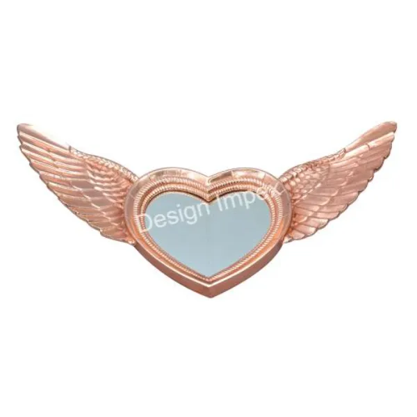 Amazing Cosmetic Accessories Angel Wings Mirror Metal New Arrival Womens Rose Gold Makeup Mirror Decorative Vanity Desk Mirrors