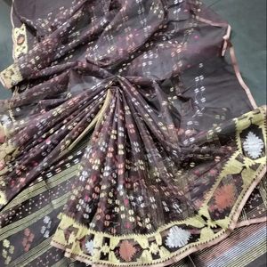 Oferta Especial: Sari Deshi Dhakai Jamdani de Calidad de Exportación para Mujer, Tela JAMDANI en Azul, Rojo, Verde, Dorado y Azul Cielo, de Bangladesh - Product Image 1