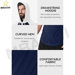 เสื้อฮู้ดผู้ชายแขนยาวลำลองสไตล์สปอร์ตแฟชั่นแบบสวม มีฮู้ด คอเสื้อตัดสี พร้อมเชือกผูก - Product Image 6