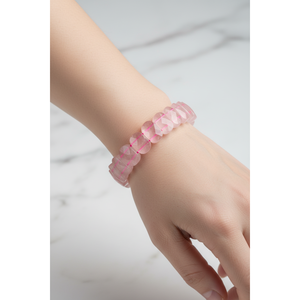 Bracelet en pierre naturelle de quartz rose (quartz rose) à coupe large - Product Image 6