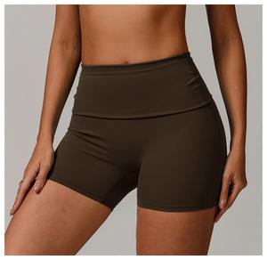 กางเกงขาสั้นสำหรับเล่นโยคะออกกำลังกายเอวสูงสำหรับผู้หญิงกางเกงขาสั้นเบอร์มิวดาสีล้วนสำหรับ100% ผ้าคอตตอนถักสำหรับยกกระชับก้น - Product Image 5