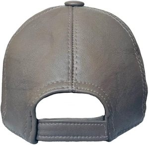 Casquette en cuir véritable doublée anti-humidité personnalisée, en cuir grainé souple, casquette de baseball à 6 panneaux, fournisseur - Product Image 4
