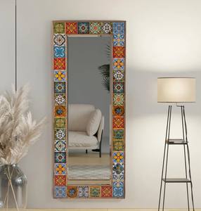 Miroir mural en pierre de carrelage artisanal turc - Miroir décoratif bohème multicolore - Décoration de salon - Product Image 1