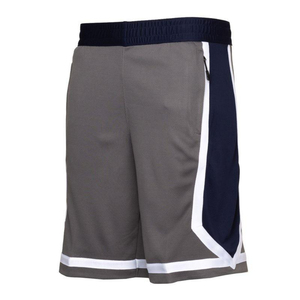 Men's Gray Basketball Shorts With White And Navy Stripes Elastic Waist Moisture Wicking Regular Fit All Seasons Sports Wear - Product Image 5