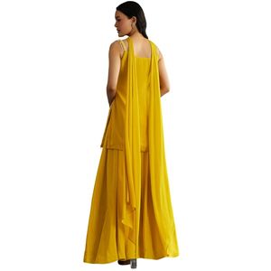 Vente de gros Costume jaune Chinon Kurta Palazzo avec tour de cou Dupatta Vêtements ethniques pour femmes Vêtements OEM Fournisseur d'usine Mode - Product Image 5