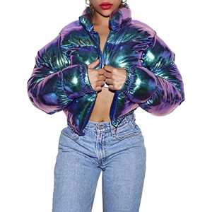 Veste matelassée légère pour femme, manteaux d'hiver pour femme Veste rembourrée à bulles matelassée chaude Crop Top Casual Wear Quick Dry - Product Image 1