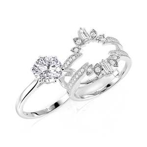 Jeulia Gold Plated Zircon Floral Cluster <b>Bridal</b> <b>Jewelry</b> <b>Set</b> 2PCS - Product Image 2