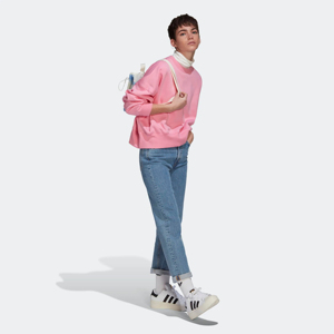 Sweat-shirt décontracté côtelé 70% coton 30% Polyester recyclé polaire poignets et ourlet côtelés sécurité rose court - Product Image 3