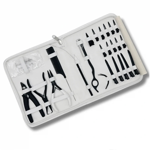 Professional 4-Piece I-Link <b>Micro</b> <b>Ring</b> Loop <b>Hair</b> <b>Extension</b> Pliers Kit with Beading Needle and Pulling Hook Stainless Steel - Product Image 1