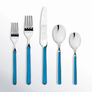 Ensemble d'ustensiles en acier inoxydable élégant avec poignée bleue électrique finie pour les dîners, les mariages, l'utilisation de la cuisine et les besoins d'hébergement - Product Image 6