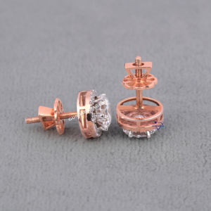 Boucles d'oreilles à la mode en or 14kt rond cultivé en laboratoire diamant beaux bijoux de luxe Bling avec cadeau de fête pour les femmes - Product Image 5