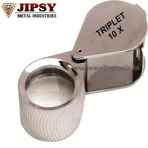 แว่นขยายแบบพกพา Jipsy Metal Industries ขนาด 18 มม. กำลังขยาย 10 เท่า ดีไซน์เจียระไนเพชร ชุบโครเมียม แบบพับได้ สำหรับงานอัญมณี - Product Image 3