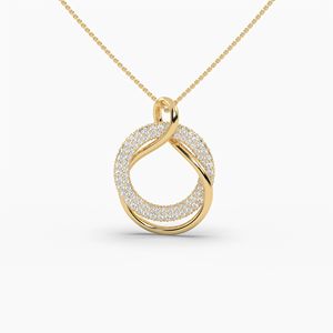 Collier Halo Circle Twirlular 1,38 CTW en diamant de laboratoire cultivé, style ethnique, pendentif de mode, plaqué rhodium, or 14K/18K, fait à la main - Product Image 5