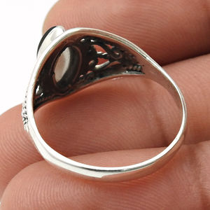 Anillo DE BODA bohemio de cuarzo ahumado de Plata de Ley 925 para hombres y mujeres, joyería fina hecha a mano, llamativos anillos elegantes de estilo Retro - Product Image 6