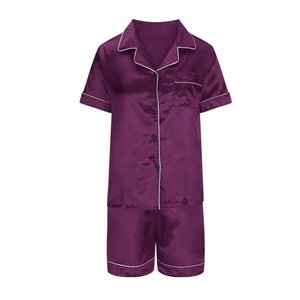 Pijamas de seda para mujer, conjunto de pijamas de vacaciones transpirables ligeros para mujer, conjunto de pijamas de satén de seda - Product Image 5
