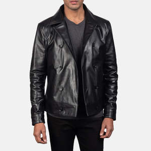Elegante Abrigo de Cuero Negro Estilo Gabardina con Capucha, Cuello de Punto, Relleno de Lana y Cinturón con Botones para Otoño - Product Image 4