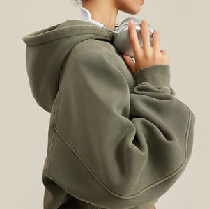 เสื้อฮู้ดสีทึบสำหรับผู้หญิงเสื้อครอปแบบมีฮู้ดสำหรับผู้หญิงวัสดุแบรนด์ราคาไม่แพงเป็นมิตรต่อสิ่งแวดล้อม - Product Image 6