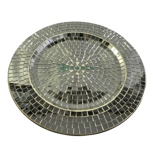 แท่นชาร์จโลหะทรงกลมแบบทันสมัยพร้อมดีไซน์กระจกโมเสกทาสีด้วยมือสำหรับโรงแรม/ร้านอาหารและงานแต่งงาน - Product Image 2