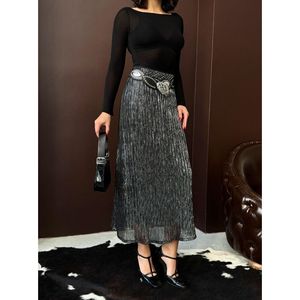 Topshow - Glittery Pleated <b>Skirt</b> - [object Object] - Product Image 4