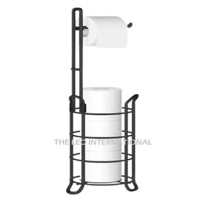 Porte-mouchoirs en métal rond moderne de forme ronde, finition noire, nouveau design, pour salle de bain, accessoire de toilette, sur pied - Product Image 1