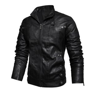 High Quality PU <b>Faux</b> <b>Men</b> <b>Leather</b> <b>Jacket</b> Stylish Winter Biker Outerwear - Product Image 6