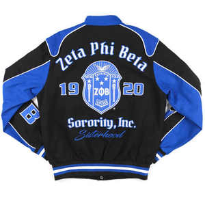 Zeta Phi Beta, chaqueta universitaria para mujer, lana corta de invierno, transpirable, cuello en V, decoración de letras bordadas, piel de oveja, cuero liso - Product Image 6