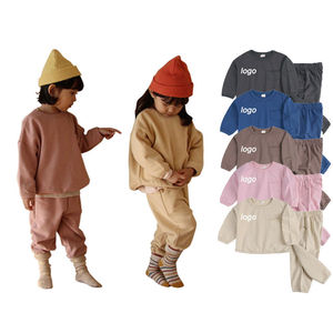 Nouvelle conception respirante, ensemble 2 pièces 100% coton, survêtement en molleton personnalisé, sweat à capuche zippé pour enfant, jogging - Product Image 1