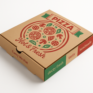 Caja de entrega de pizza de papel Kraft ecológica Aspecto natural con bloqueo firme para un uso seguro de alimentos - Product Image 2