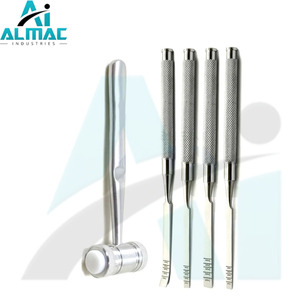 ALMAC Jeu d'instruments chirurgicaux manuels en acier inoxydable allemand de qualité supérieure, 5 pièces, burin dentaire fendu pour os alvéolaire - Product Image 6