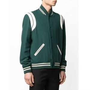 Veste universitaire en laine mérinos pour homme sur mesure avec manches en cuir Vente en gros Veste de baseball pour le printemps Tissu en toile - Product Image 2