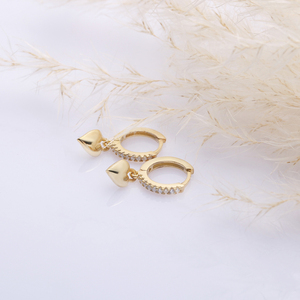 Popular corazón encanto CZ piedra pendientes turcos venta al por mayor hecho a mano 925 joyería de plata esterlina - Product Image 4