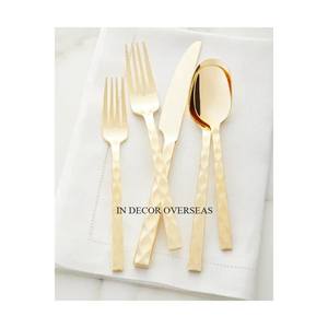 Cubiertos de Metal de alta calidad con textura de diseñador elegante chapado en oro de alta calidad más exigentes al precio más bajo - Product Image 6