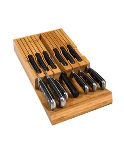 El bloque de cuchillos de bambú en el cajón sostiene 12 cuchillos (no incluidos) sin apuntar hacia arriba MÁS una ranura para su afilador de cuchillos Noble home - Product Image 6