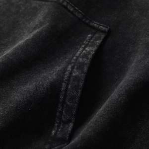 2025 negro lavado con ácido 100% algodón hombres Vintage desgastado Sudadera con capucha bordado personalizado alta calidad pesado abrigo de invierno teñido liso - Product Image 4