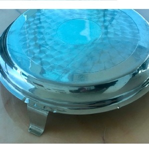 Présentoir à gâteaux gris galvanisé élégant Tendance Design de forme ronde Parfait pour les ustensiles de cuisine et les ustensiles de cuisson Présentoir élégant pour gâteaux - Product Image 3