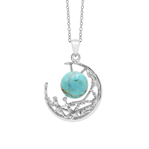 Collier pendentif massif en argent sterling 925 naturel 9MM turquoise 5 grammes 27x19x10 MM multi plaqué bijoux fins en gros - Product Image 1
