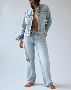 Vente en gros d'usine, veste bomber en denim tricotée pour femmes, ornée de perles, ample, imperméable, coupe courte, style printemps-automne, pour mariage - Product Image 6