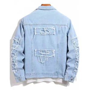 Chaqueta Vaquera de Mezclilla para Hombre, Nueva Tendencia, Fabricación Personalizada OEM, Precio al por Mayor, Ropa de Exterior para Hombre, Chaqueta Vaquera de Mezclilla Rasgada de Talla Grande - Product Image 2